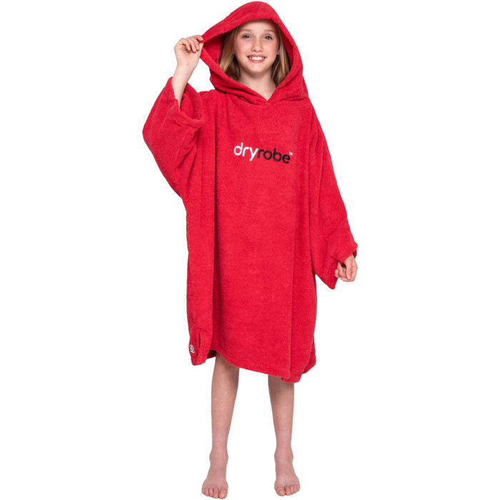 2024 Dryrobe Junior Hndklde Med Htte I kologisk Bomuld Robe V3 V3OCT - Red